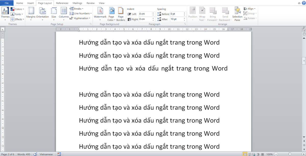 Hướng dẫn tạo ngắt trang trong Word